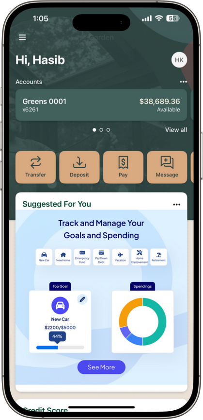 Nudge Money Digital Banking Screen